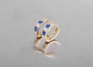 Arany baba és gyermek fülbevaló kék fehér bepattintós 6mm - Arany baba fülbevalók