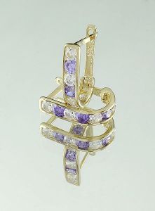 Arany bébi fülbevaló lila-fehér kővel 6mm c.l-15.4.2s-l - Arany baba fülbevalók