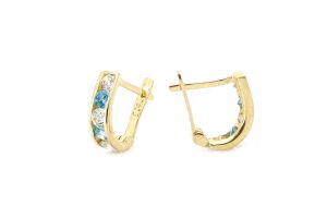 Kék és fehér köves arany baba fülbevaló - 