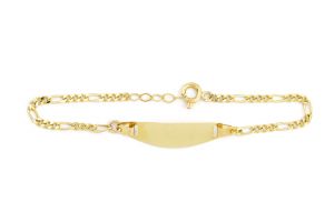 Baba arany karkötő Figaro gravírozható lapbetéttel - Baba arany karkötő