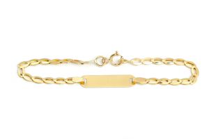 Arany baba karkötő préselt szemekből fényes lapbetéttel - Baba arany karkötő