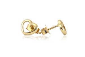 Arany fülbevaló stekkeres áttört szívecske - Arany gyerek fülbevaló