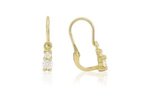 Arany gyermek fülbevaló elölkapcsos szoliter fehér kővel - Arany baba fülbevalók