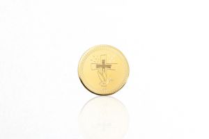 Arany keresztelési ajándék pólyapénz emlékérem Galamb kereszttel - Arany pólyapénz