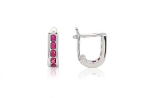 Ezüst baba és gyermek fülbevaló franciakapcsos pink kövekkel - Arany baba fülbevalók