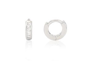 Ezüst baba fülbevaló bepattintós karika 4 fehér kővel 5mm ródiumbevonatos - Ezüst baba fülbevalók