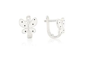 Ezüst baba és gyermek fülbevaló franciakapcsos pillangó fehér - Arany baba fülbevalók