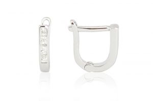 Ezüst baba és gyermek fülbevaló franciakapcsos szögletes fehér kövekkel - Ezüst baba fülbevalók