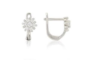 Ezüst baba fülbevaló franciakapcsos virág fehér kövekkel - Ezüst baba fülbevalók
