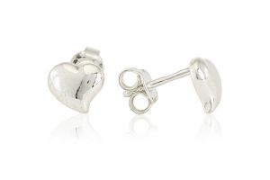 Ezüst fülbevaló bedugós apró fényes szív - Ezüst gyerek fülbevaló
