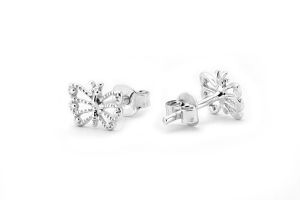 Ezüst fülbevaló bedugós áttört pillangó - 