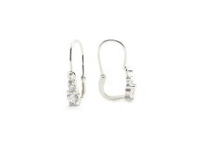 Fehér köves elegáns ezüst gyermek fülbevaló - Ezüst gyerek fülbevaló