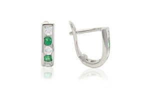 Ezüst baba és gyermek fülbevaló franciakapcsos zöld és fehér kövekkel - Ezüst baba fülbevalók