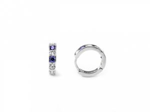  Fehérarany gyermek karika fülbevaló lila-fehér kővel 8mm - Arany gyerek fülbevaló