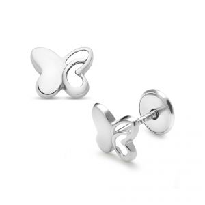 LISA fehér arany gyermek fülbevaló csavaros félig áttört pillangó JTAG-0311 - Arany baba fülbevalók