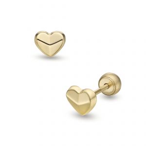 LISA arany baba és gyermek fülbevaló csavaros domború szívecske JTAG-0416-18 - 