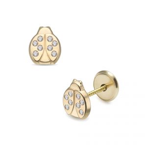 LISA arany baba és gyermek fülbevaló csavaros szálló katica JTAG-0693 - Arany baba fülbevalók