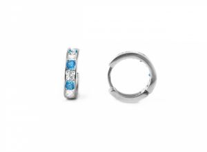 Fehérarany karika babafülbevaló 8mm világoskék-fehér - Arany gyerek fülbevaló