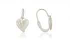 Ezüst gyermek fülbevaló elölkapcsos szívecske mattitott vésett