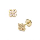 LISA arany gyermek fülbevaló csavaros virág gyöngyház belsővel JTAG-0291