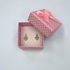 Arany gyermek fülbevaló elölkapcsos négyköves világoskék-fehér